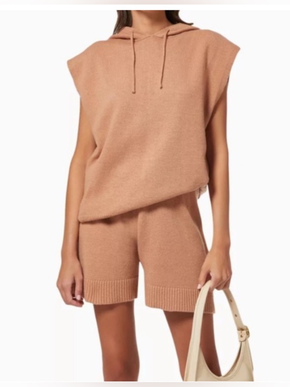 The Frankie Shop Juno Women’s Sweater Shorts Set Wool Blend Beige Sz M Lounge